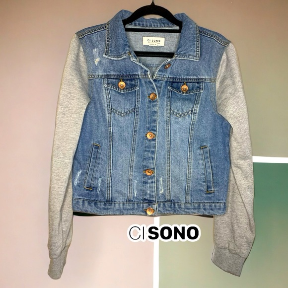 CI SONO Women’s Denim and Sweater Jacket- Medium - Picture 3 of 6